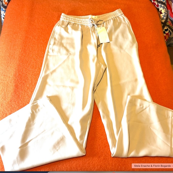 Zara cream fluid pajama like wide leg pants NWT - Picture 4 of 13